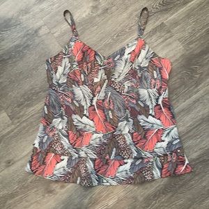 Adjustable Strap, Feather Print Tank Top Gap Large